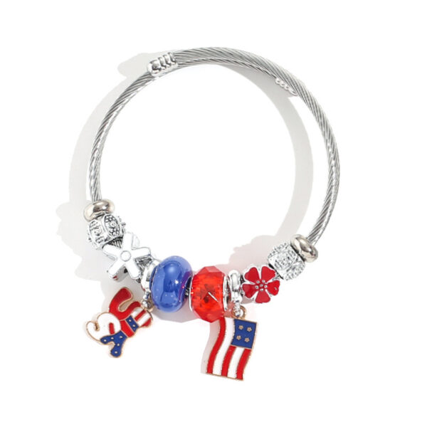 Wholesale American Flag Love Balloon Pendant Stainless Steel Beaded Bracelet