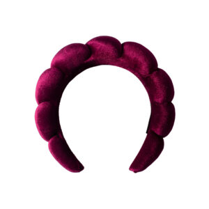 Gold velvet headband-burgundy