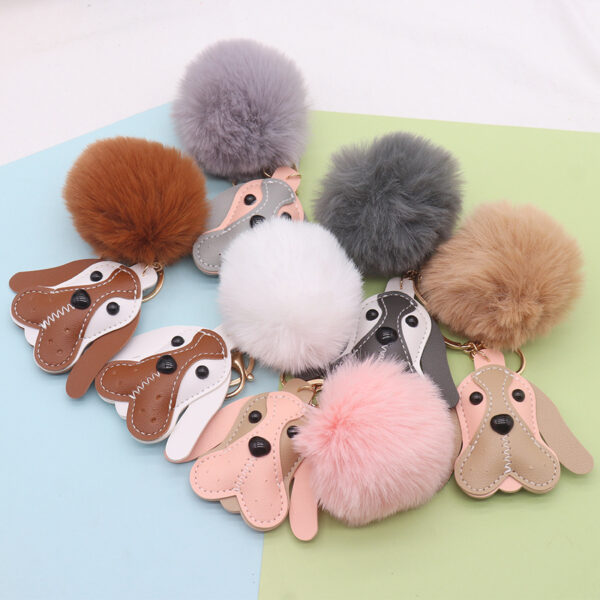 Wholesale PU Leather Puppy Plush Keychains