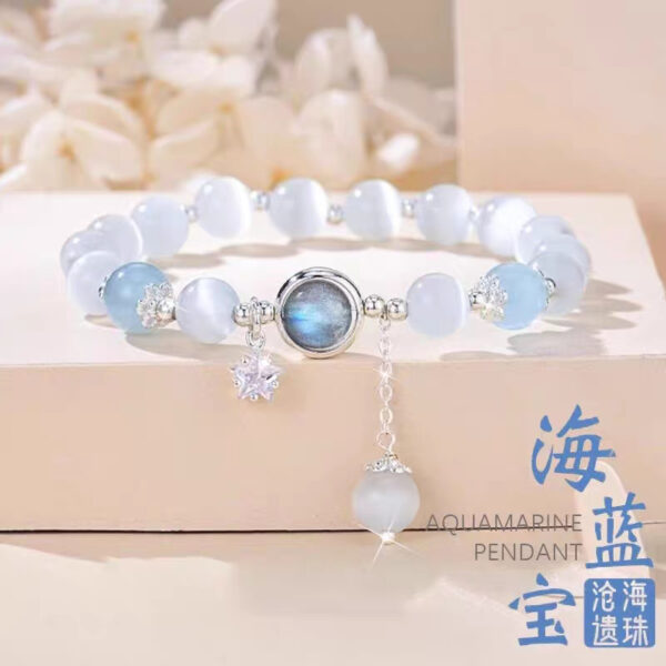 Wholesale Butterfly Opal Aquamarine Gray Moonlight Crystal Beaded Bracelet
