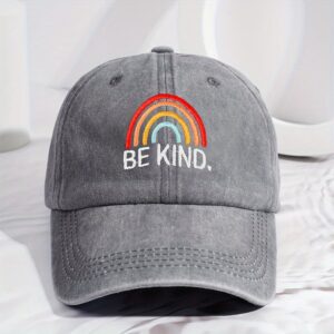BE KIND Rainbow Washed Baseball Cap-Grey / Adjustable