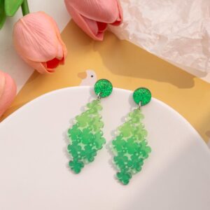 Wholesale St. Patrick's Day Four Leaf Clover Patchwork Acrylic Earrings