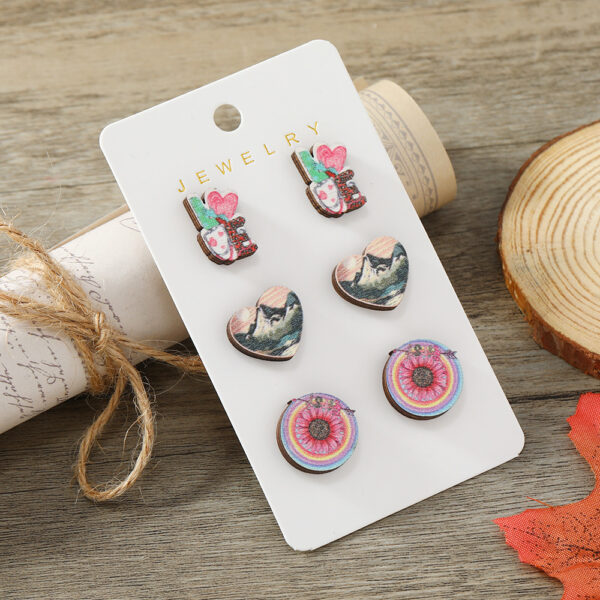 Wholesale Valentine's Day LOVE Love Set Wooden Earrings