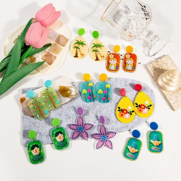 Wholesale Jewelry Cute Doll Cartoon Acrylic Earrings