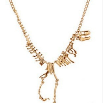 Wholesale Goth Theme Exaggerated Retro Dinosaur Skeleton Alloy Necklace