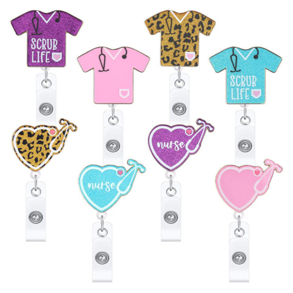 O1CN01sL9VXd1E0PPVGLyj2_2129230289-0-cib Wholesale Leopard Print Medical Stethoscope Badge Scroll Retractable ABS Keychain