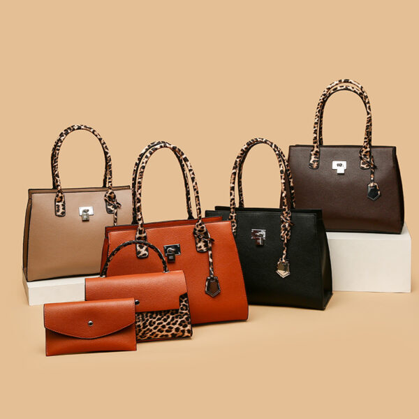 O1CN01sMOCKP1Gix6cWJDjt_2214565660657-0-cib Wholesale PU Leopard Print Handbag Mother Bag Set