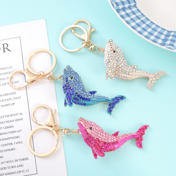 Wholesale Metal Rhinestones Dolphin Keychains