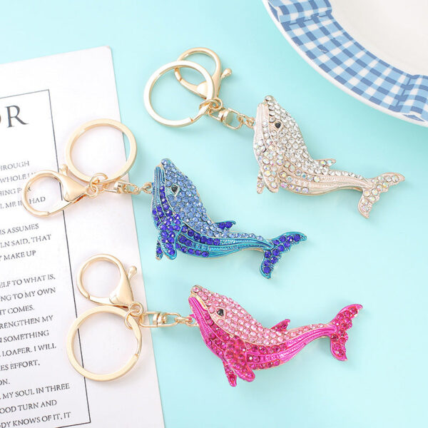 Wholesale Metal Rhinestones Dolphin Keychains