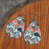 Wholesale Vintage Western Cow Pattern Droplet Leather Earrings