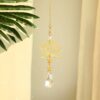 Wholesale Sun Catcher Gardening Crafts Golden Lotus AB Color Pendant Crystal Pendant