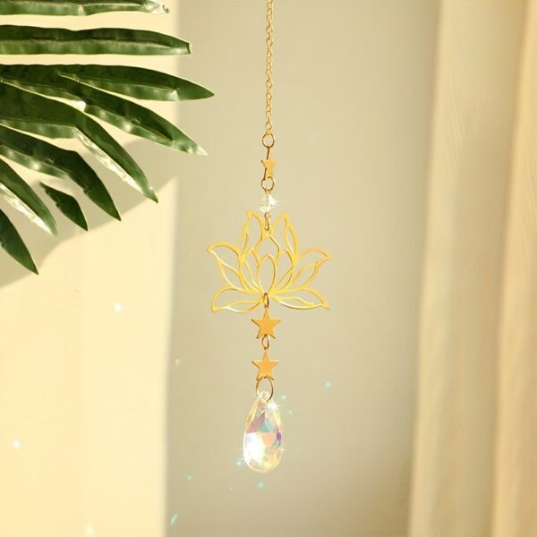 Wholesale Sun Catcher Gardening Crafts Golden Lotus AB Color Pendant Crystal Pendant
