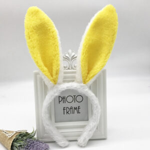 White and yellow plush rabbit ears