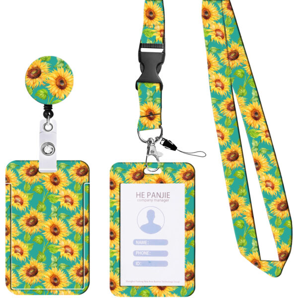 Wholesale Polyester Lanyard Sunflower Lanyard Card Holder Keychain