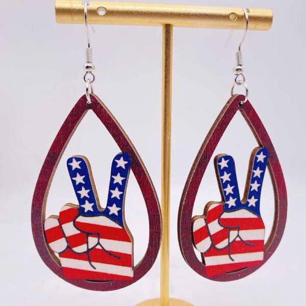 Wholesale Independence Day Butterfly Hollow Wooden Earrings