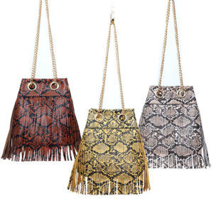 Wholesale PU Snake Pattern Chain Tassel Shoulder Bag
