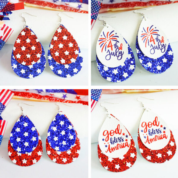 Wholesale Cross-border Independence Day Earrings Drop-shaped Festive Atmosphere Exaggerated Earrings