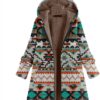 Wholesale Aztec Zipper Embroidered Vintage Warm Cotton Black Coat