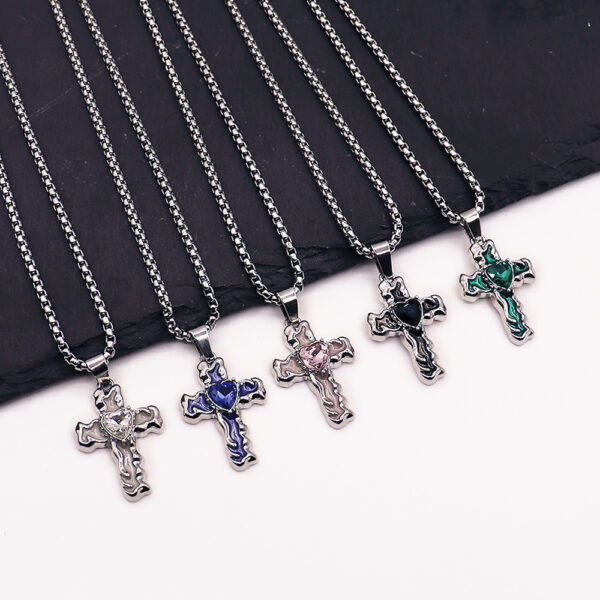 Wholesale Diamond Oil Dripping Cross Necklace