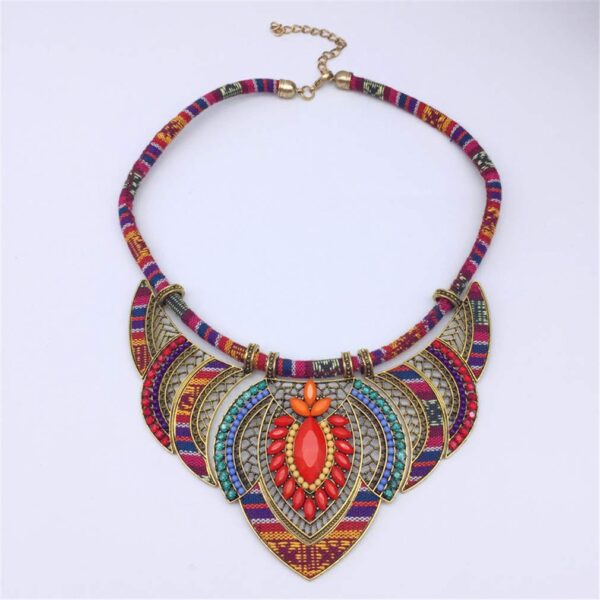 Wholesale Thick and Colorful Necklace Tribal Beaded Alloy Necklace
