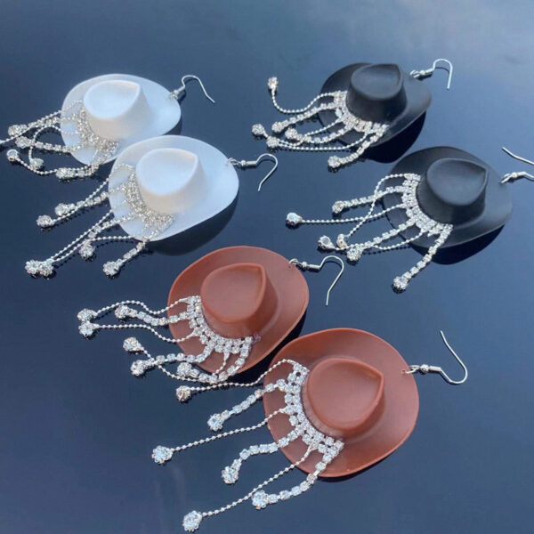 O1CN01sb3Sfd1G1tqt5cCH6_2024060563-0-cib Wholesale Western Style Cowboy Hat Shiny Tassel Earrings