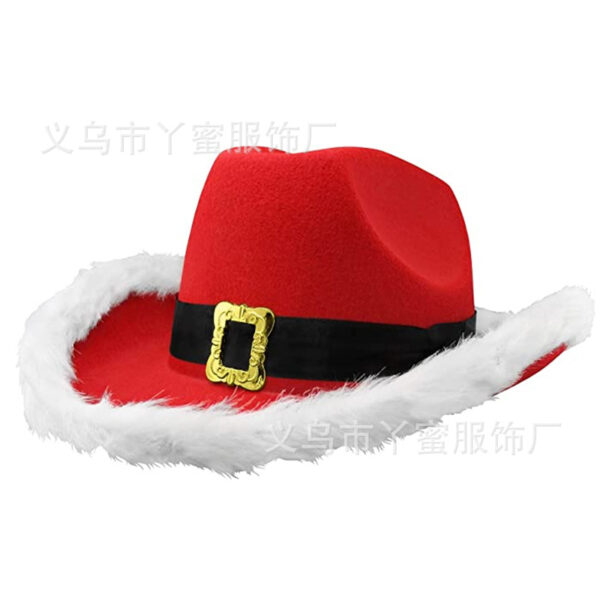 Wholesale Christmas Cloth White Fur Trim Western Cowboy Hat