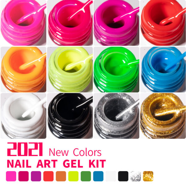 Wholesale 12 Colors Painted Hook Line Glue Nail Stickers