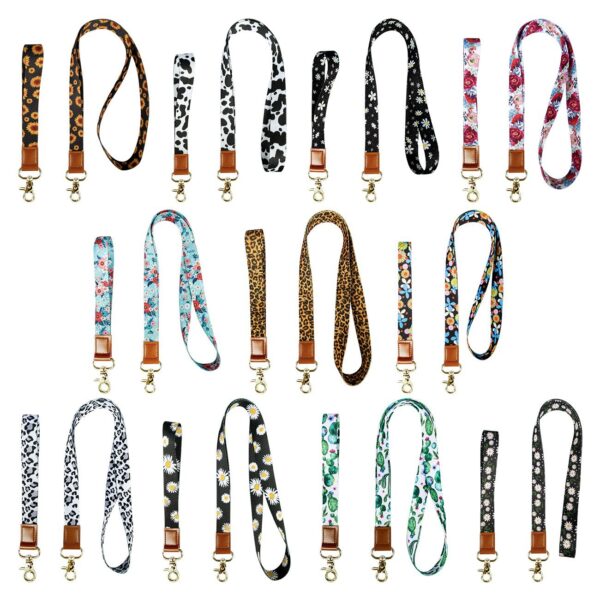 Wholesale Polyester Leopard Lanyard Keychain