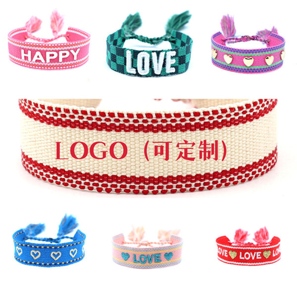 O1CN01sdcsZg1OQe4oN37hq_2212374721700-0-cib Wholesale Cord Embroiderable Logo Letter Woven Tassel Bracelet
