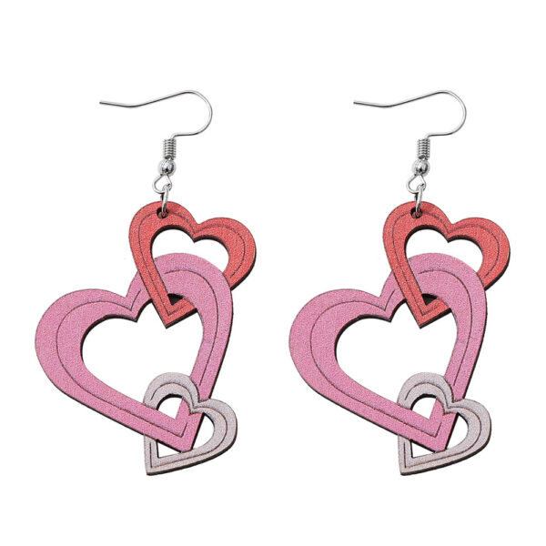 Wholesale Valentine's Day Hollow Heart Wooden Earrings