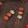 Wholesale Halloween Three Color Pumpkin Wooden Earrings