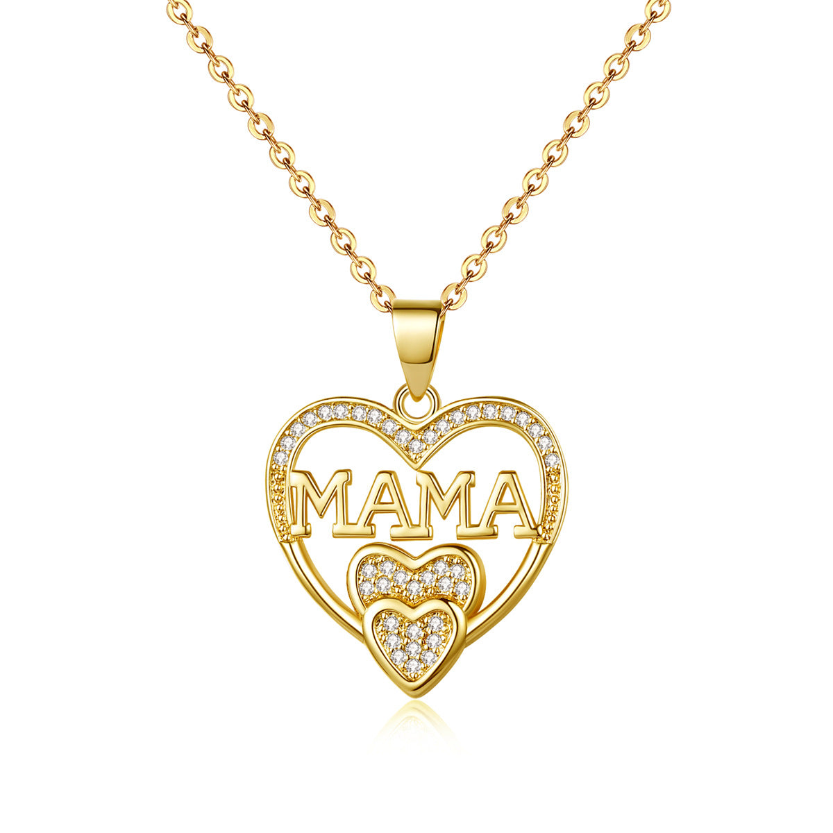 Wholesale Mother's Day Gift Copper Zircon MAMA Pendant Love Necklace