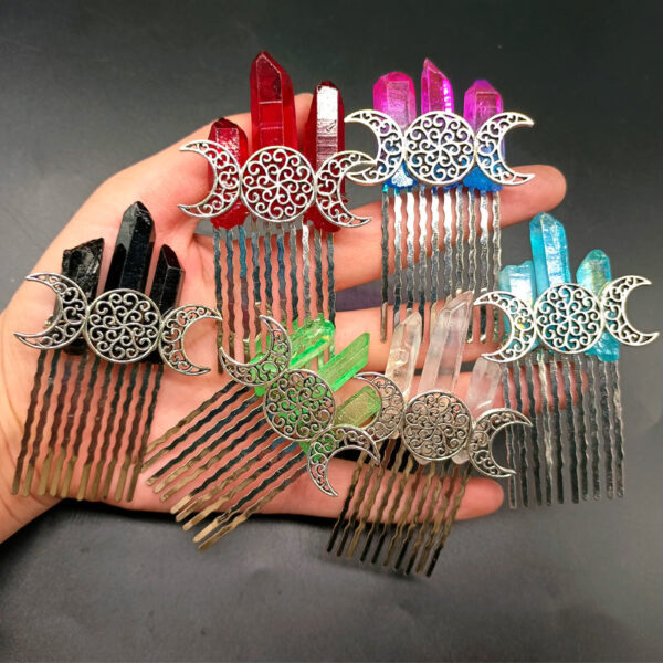O1CN01shzrPe1iLPty1tdzg__2213113774396-0-cib Wholesale Natural Crystal Hair Comb Metal Hair Clips