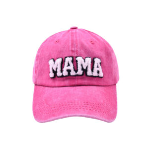 Rose red-embroidered mama baseball cap / Adjustable