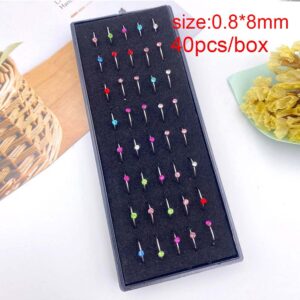 40pcs/box steel color diamond nose rings