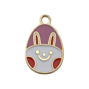 1 purple white rabbit egg 14x22mm-1.4g-15149 / Drip Easter Series