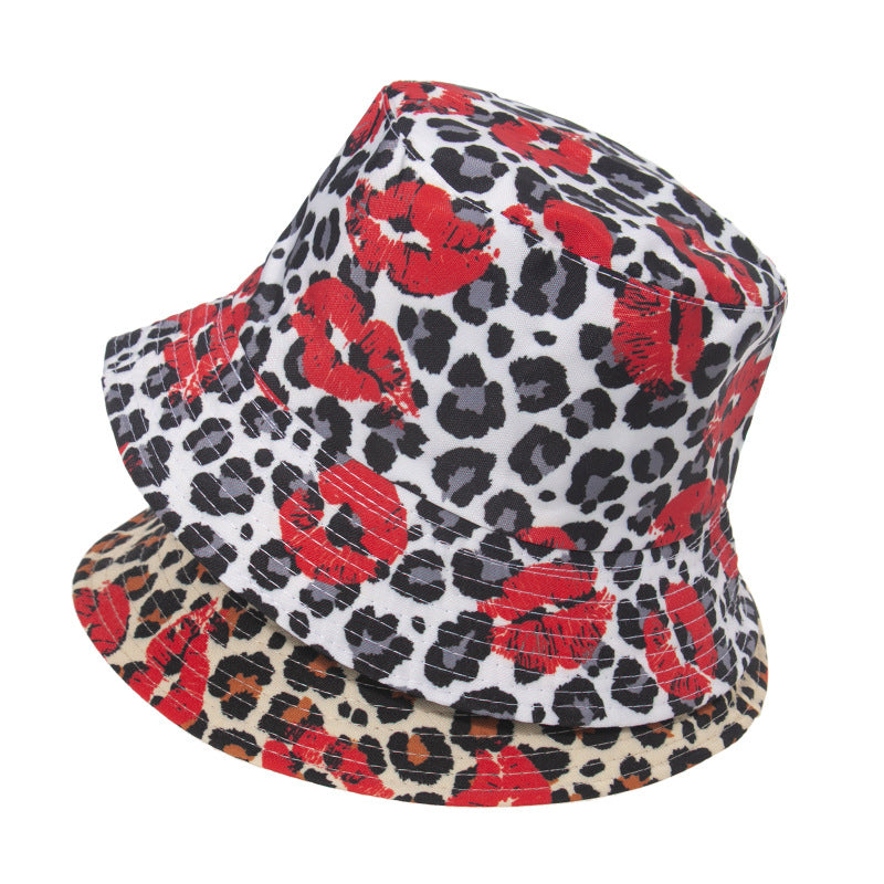 Wholesale lyester Leopard Print Lip Print Bucket Hat