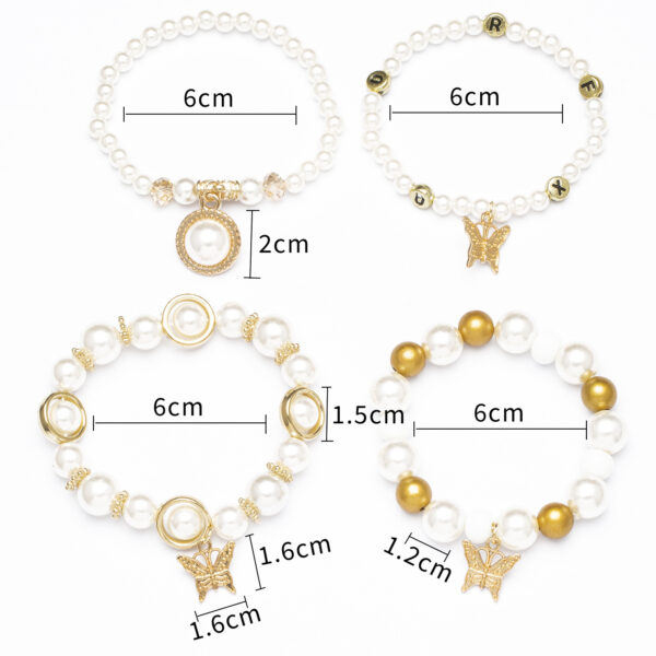 Wholesale Pearl Butterfly Stretch Multilayer Acrylic Bracelet