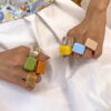 Wholesale Flow Colored Candy Colored Acrylic Geometric Rings