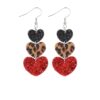 Wholesale Valentine's Day Multi-layer Love Leopard Print Sequin Plaid Leather Earrings
