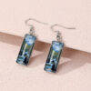 Wholesale Cat Time Gem Rectangular Glass Earrings