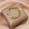 Wholesale Thick Chain Double Layer Titanium Steel 18K Gold Bracelet