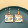 Wholesale Auspicious Three-dimensional Printed Geometric Square Acrylic Earrings
