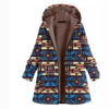 Wholesale Aztec Zipper Embroidered Vintage Warm Cotton Black Coat