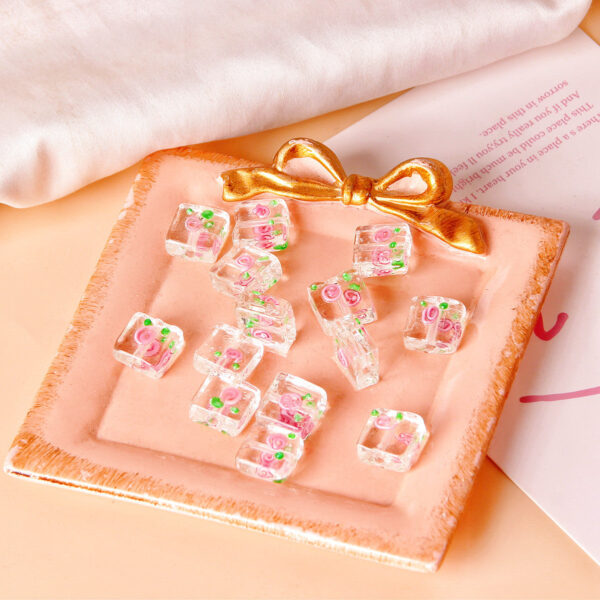 Wholesale 12mm Vintage Square Flower Glass Beads