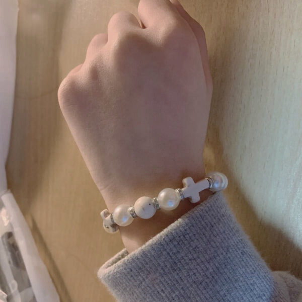 Wholesale Pearl Cross Turquoise Punk Bracelet