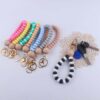 Wholesale Silicone Flat Bead Beaded Wrist Keychain