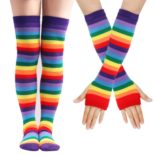 Wholesale Rainbow Striped Over-the-knee High Socks