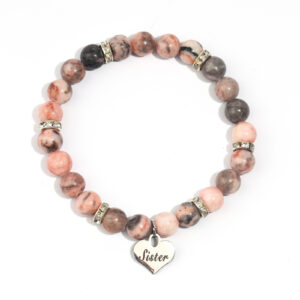 Pink zebra diamond circle love bracelet