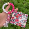 Wholesale Colorful Beads PU Leopard Snake Print Coin Purse Keychain